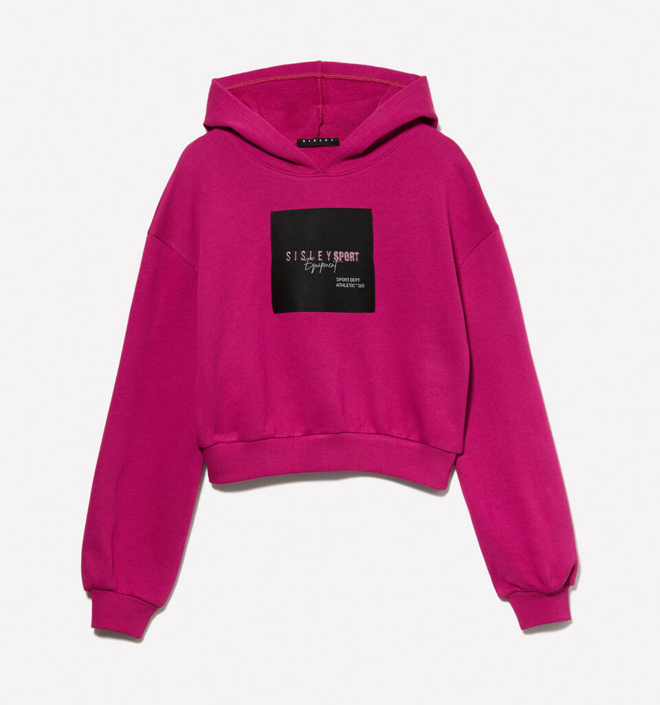 Fuchsia sweatshirt with logo tag - girls' knitwear - Fuchsia | Sisley Young image number 1